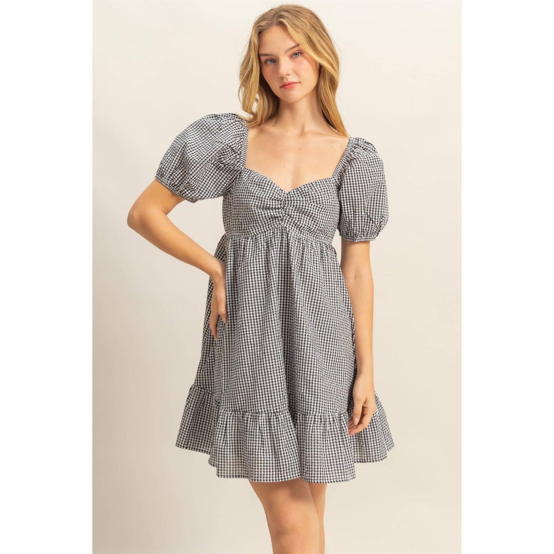 Black Gingham Seersucker Dress