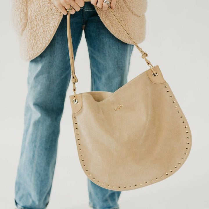 Rosalie Rivet Suede Hobo Bag : Black