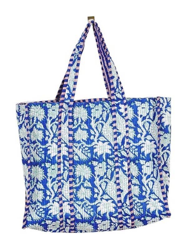 Blue Reversible Quilted Tote Bag
