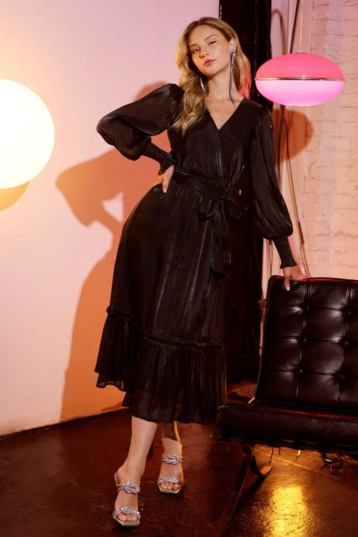 Black Belted Wrap Dress