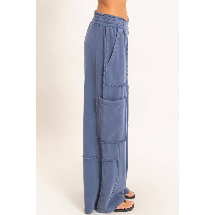 Navy Mineral Wash Cargo Pants
