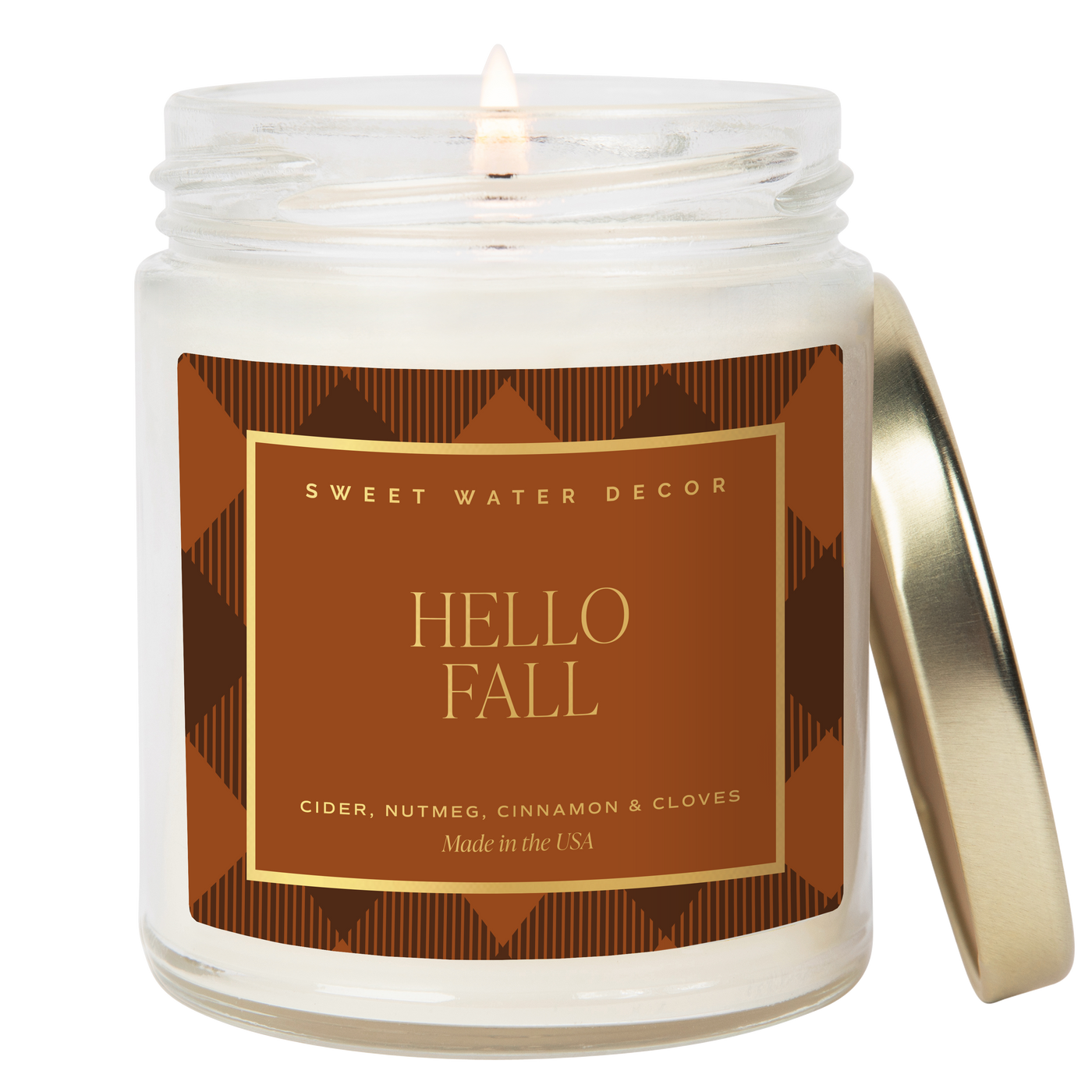 Hello Fall Gold Foil Soy Candle 9oz