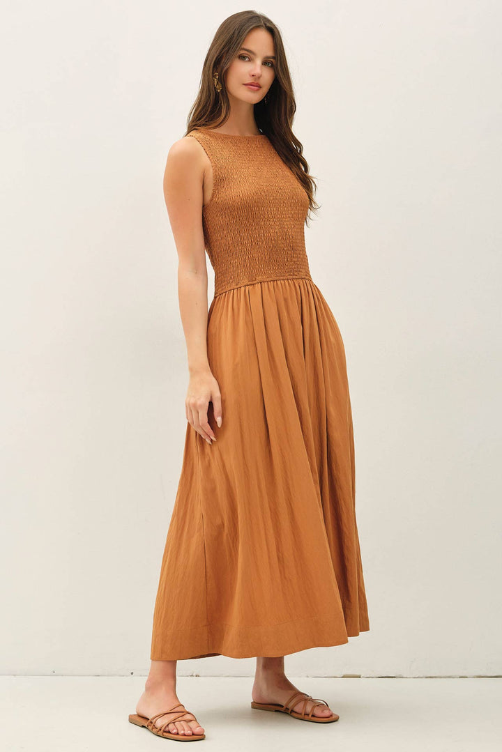 Terracotta Smocked Tank Midi Dress