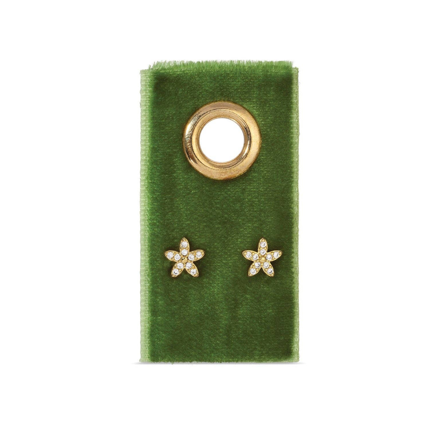 Gold Pave Flower Studs