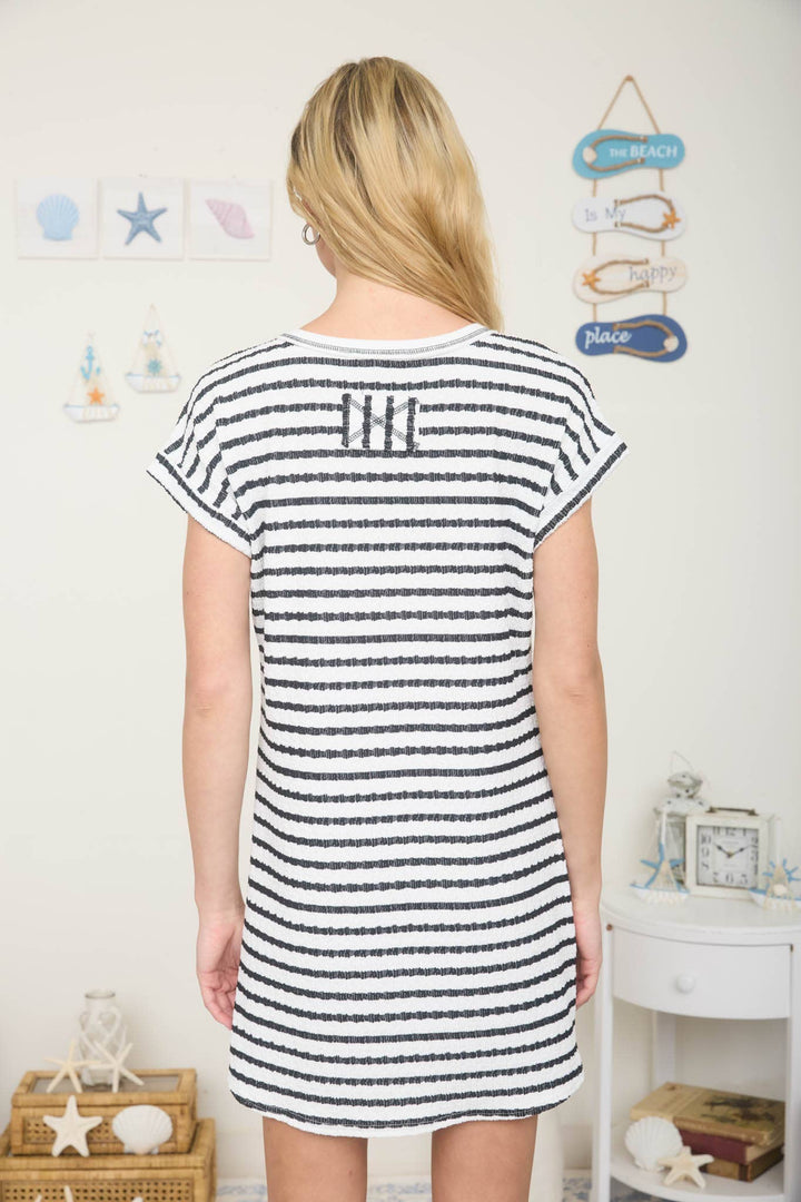Black Textured Knit T-Shirt Dress