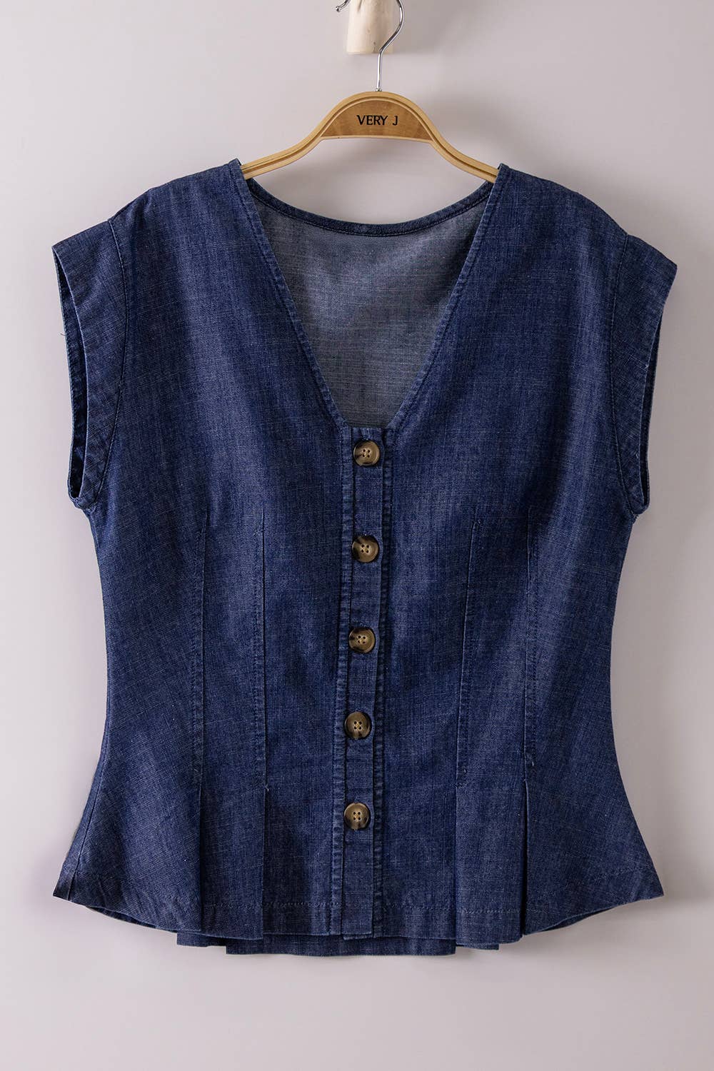 Indigo Pleated Washed Denim Vest