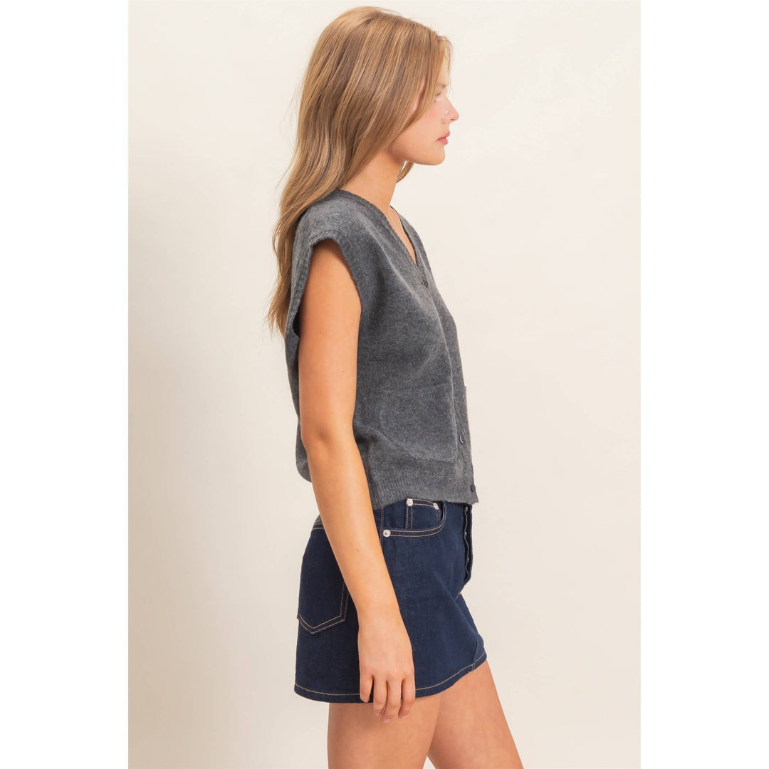 Charcoal Buttoned Sweater Vest