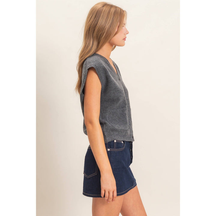 Charcoal Buttoned Sweater Vest