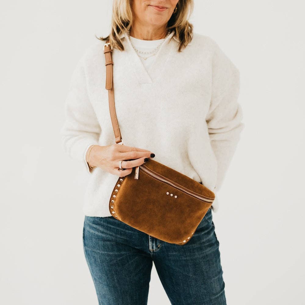 Sabrina Studded Suede Bum Bag : Oat