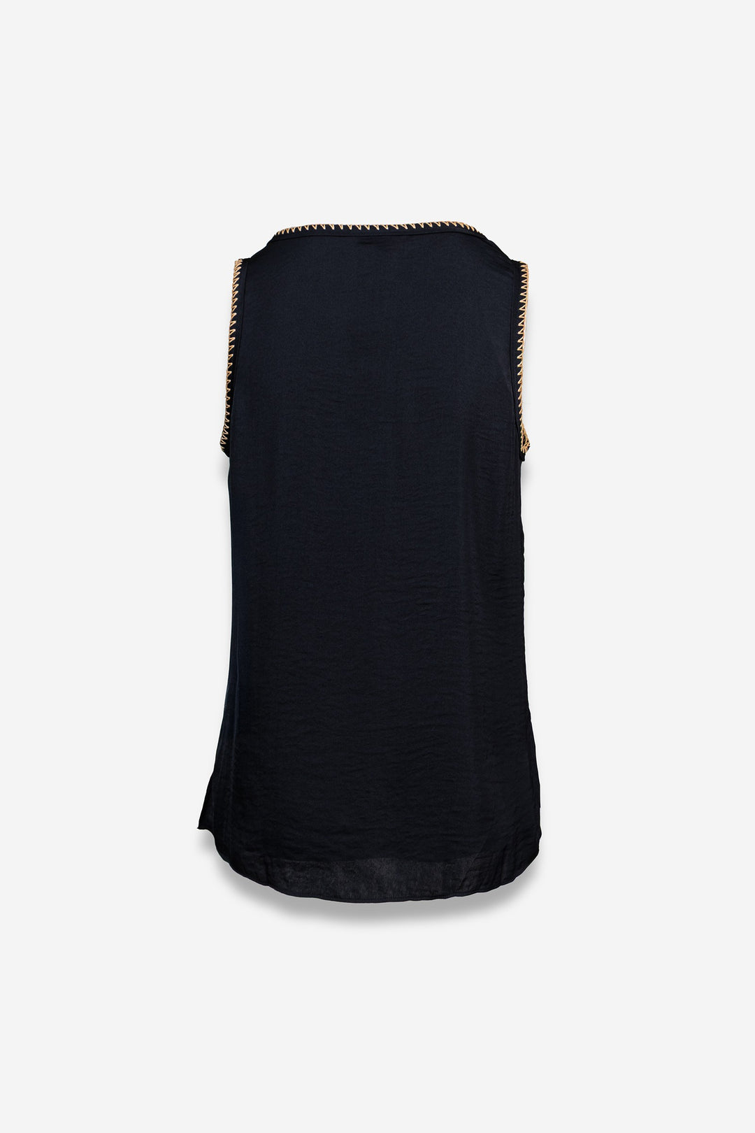 Black Whipstitch Flowy Tank Top