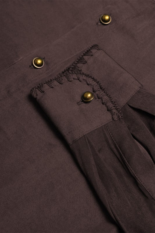 Chocolate Button Up Cropped Blouse