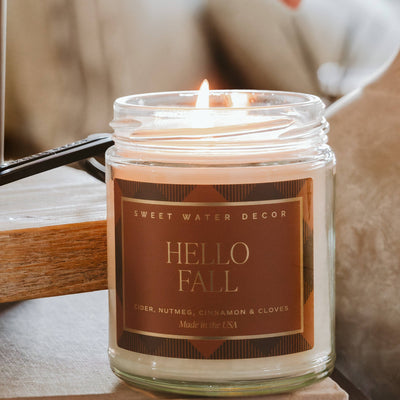 Hello Fall Gold Foil Soy Candle 9oz