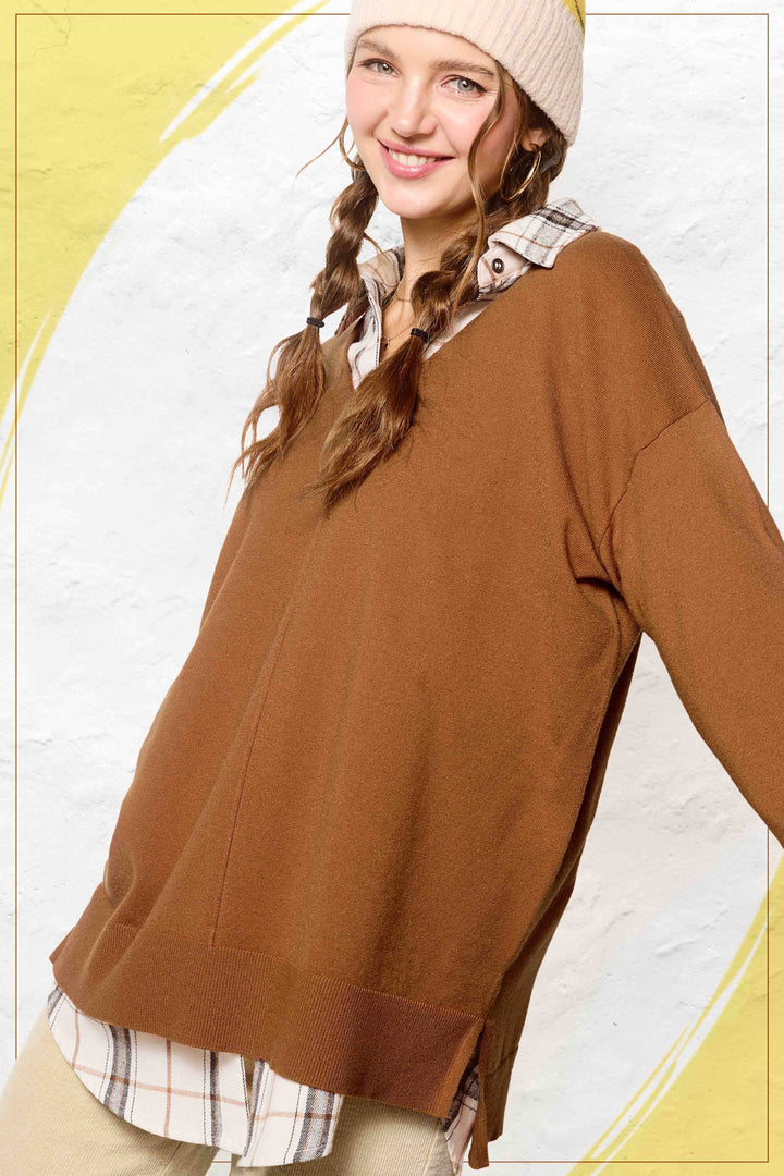 Camel Stretchy Lightweight Knit Top