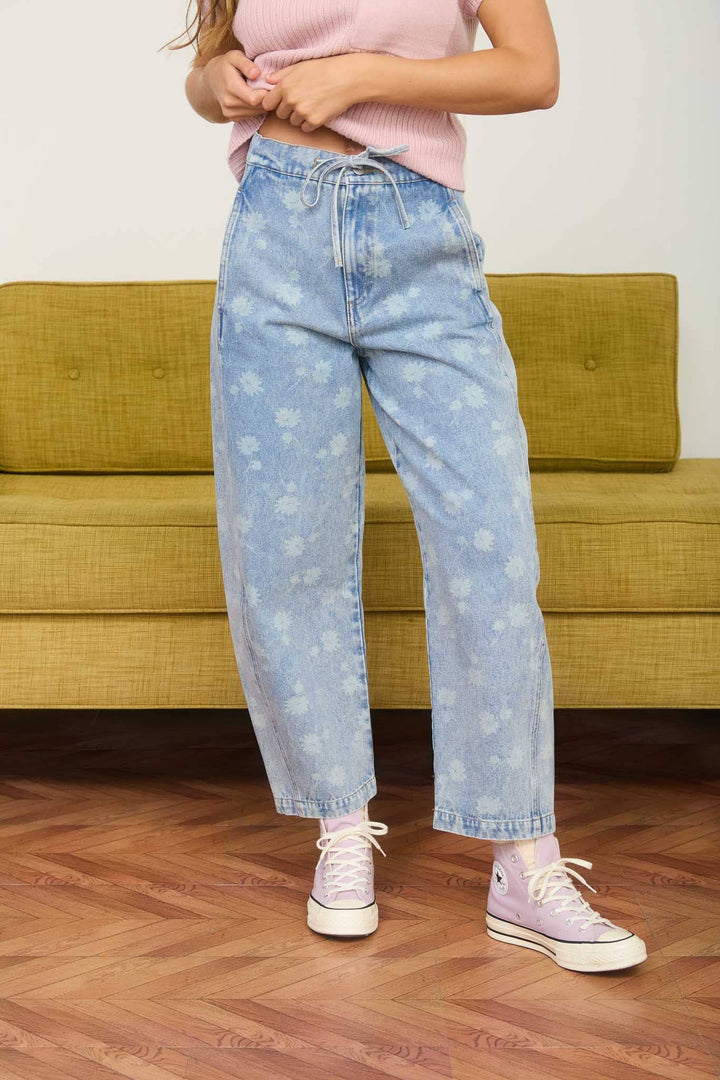 Dandelion Print Light Denim Jeans