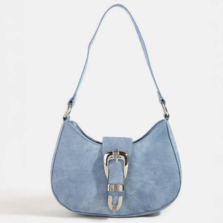 Denim Buckle Shoulder Bag