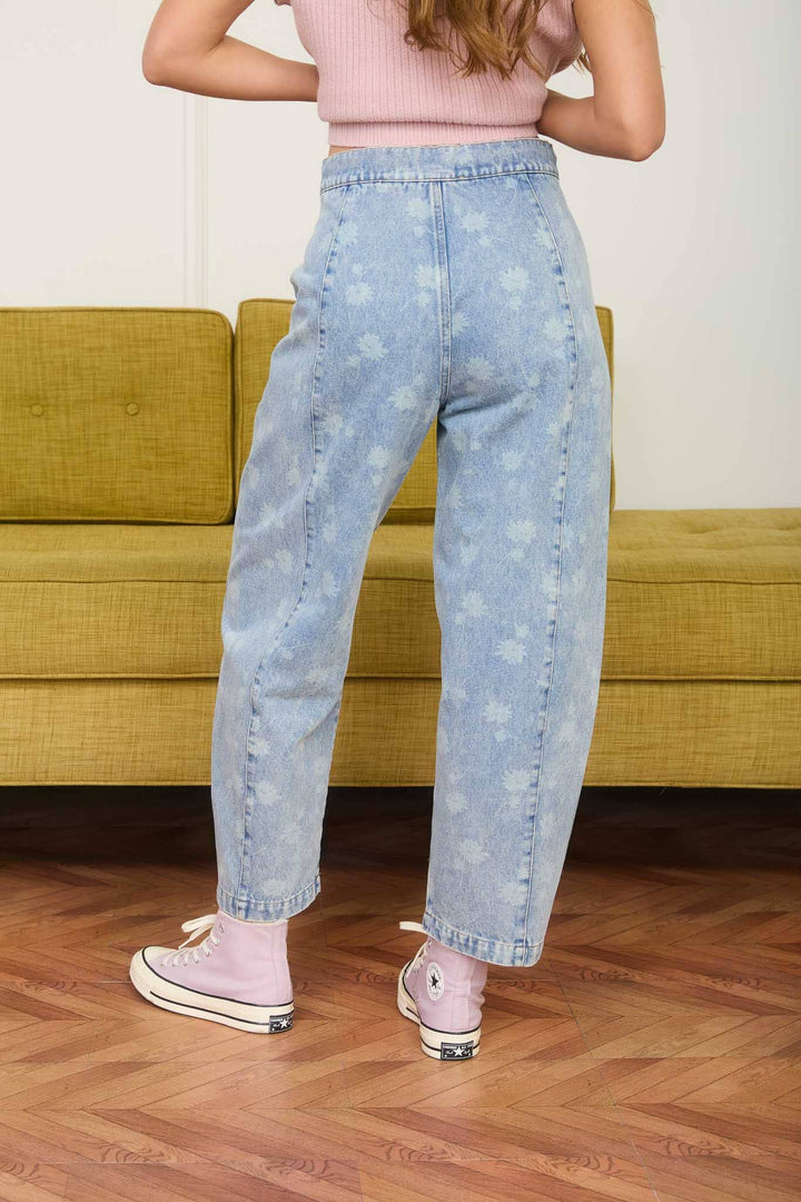 Dandelion Print Light Denim Jeans