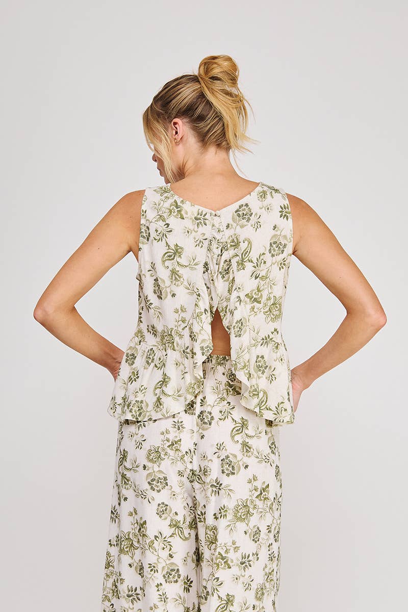 Olive Soft Linen Sleeveless Top