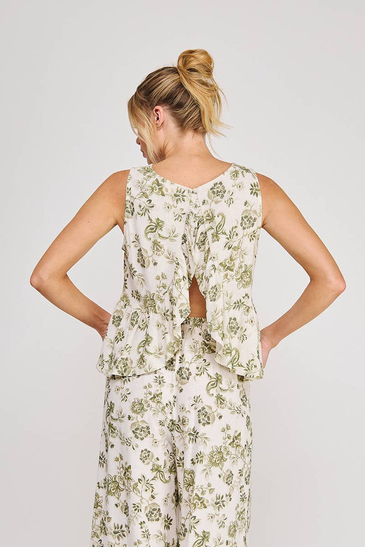 Olive Soft Linen Sleeveless Top