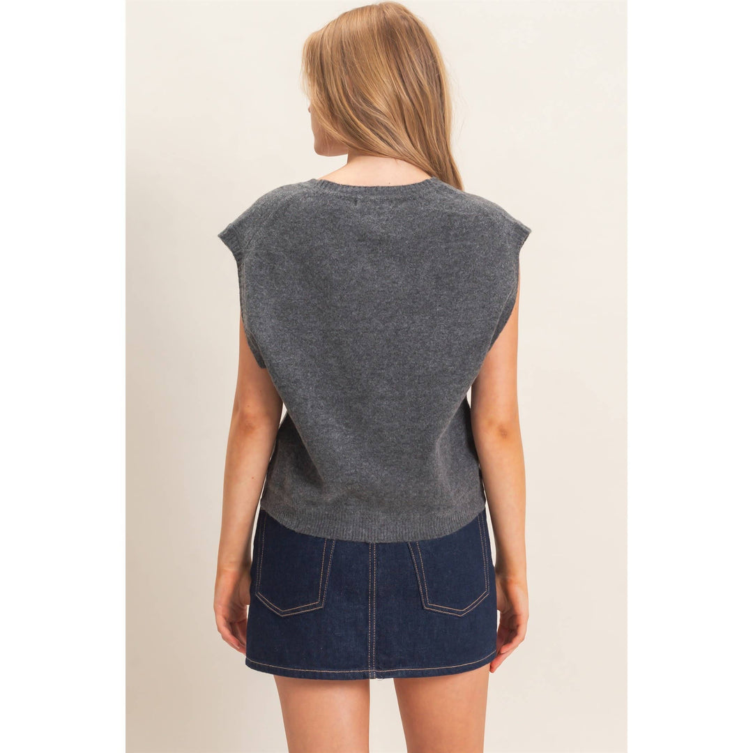 Charcoal Buttoned Sweater Vest