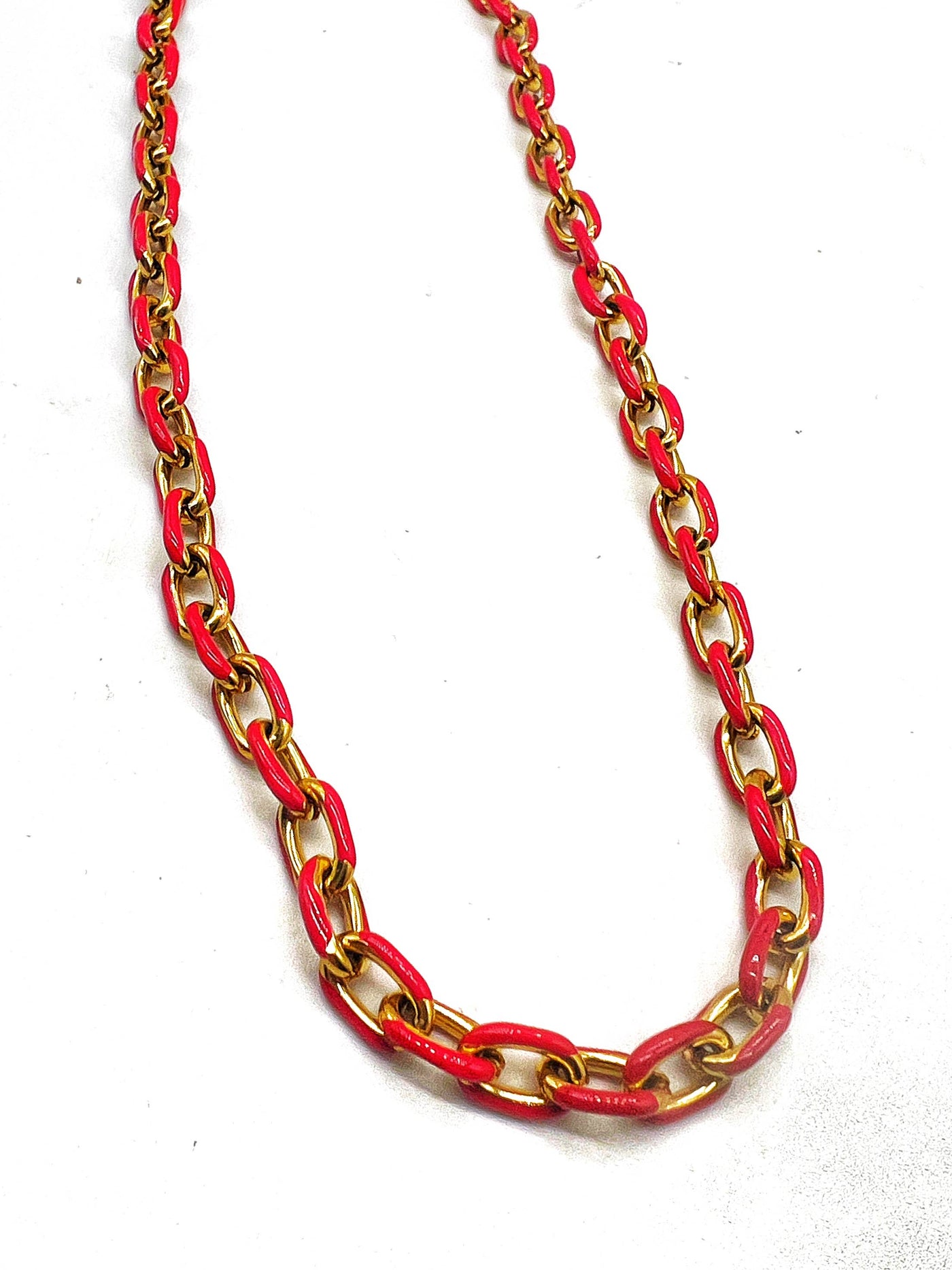 Red Gold Enamel Chain Layering Necklace Chiefs