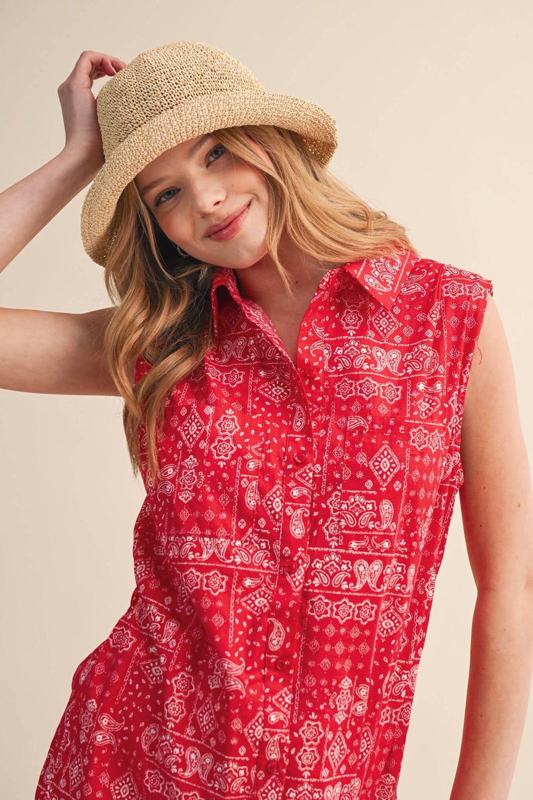 Red Bandana Print Romper