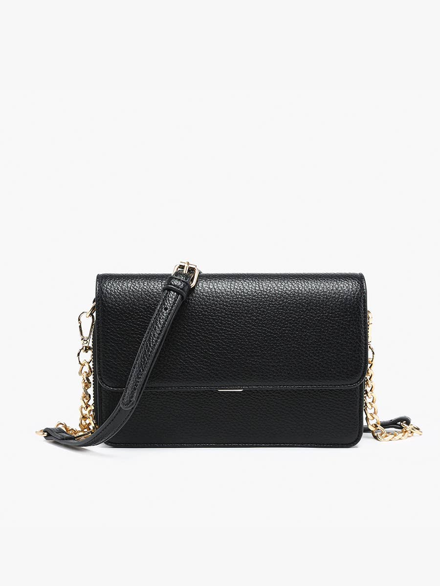 Lauryn Black Flapover Crossbody