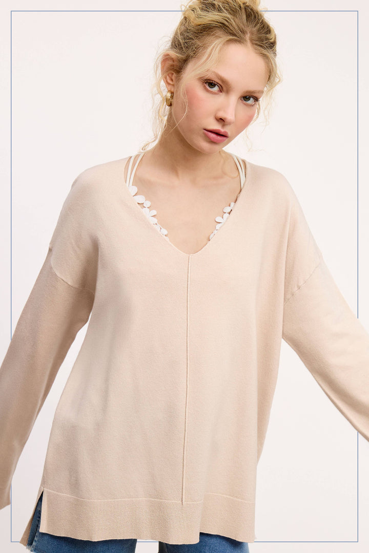 Coconut Milk Stretchy Lightweight Knit Top