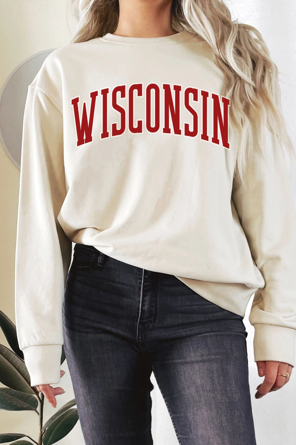 Oat Wisconsin Puff Print Graphic Sweatshirt