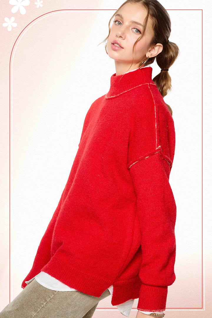 Candy Cane Mock Neck Sweater