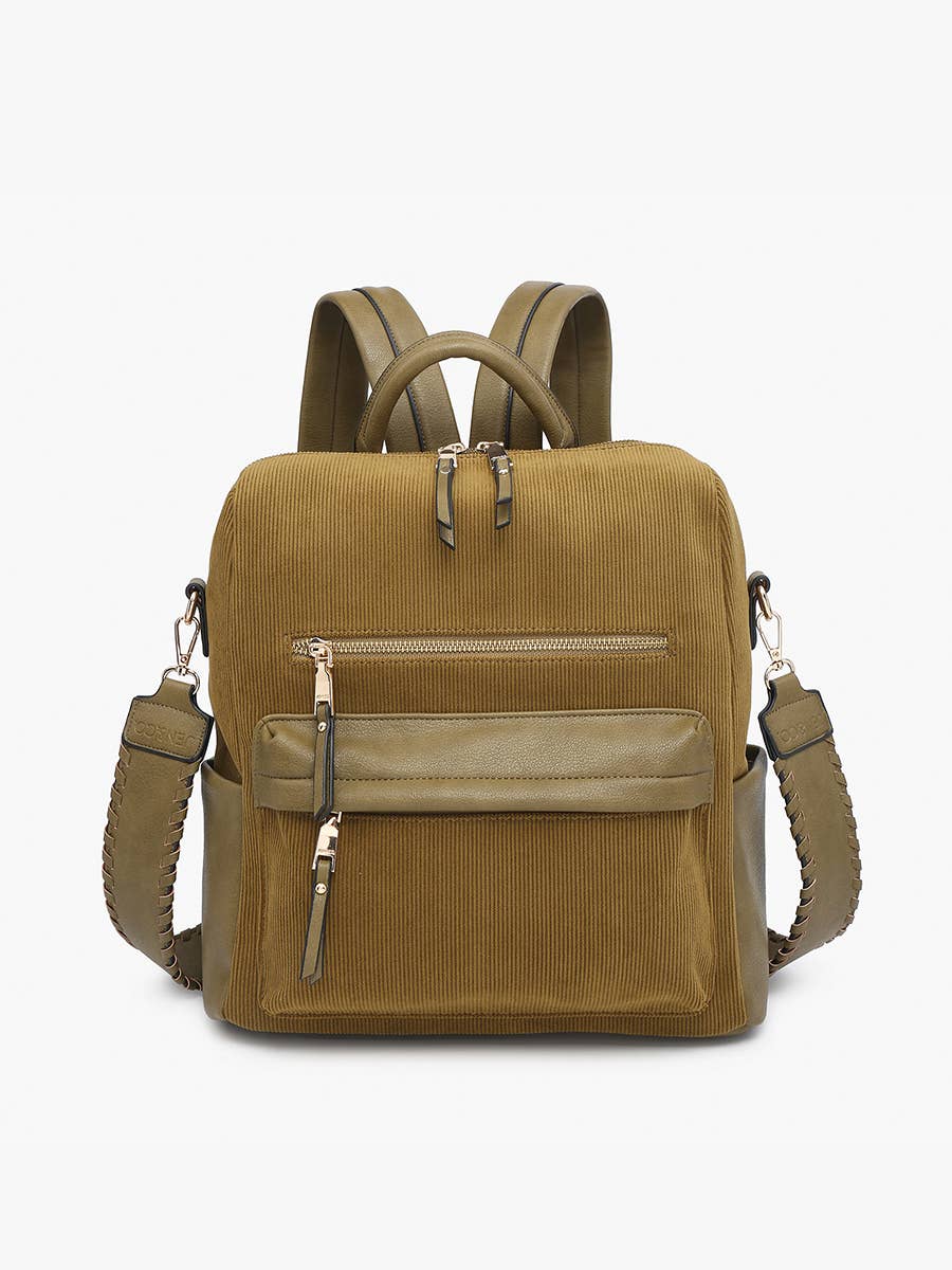 Amelia Olive Corduroy Convertible Backpack