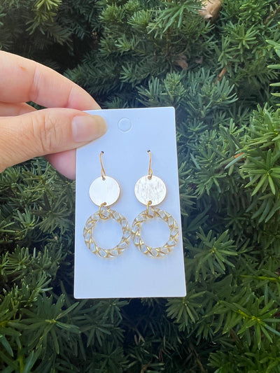 Gold Clear Twist Double Disc Earrings