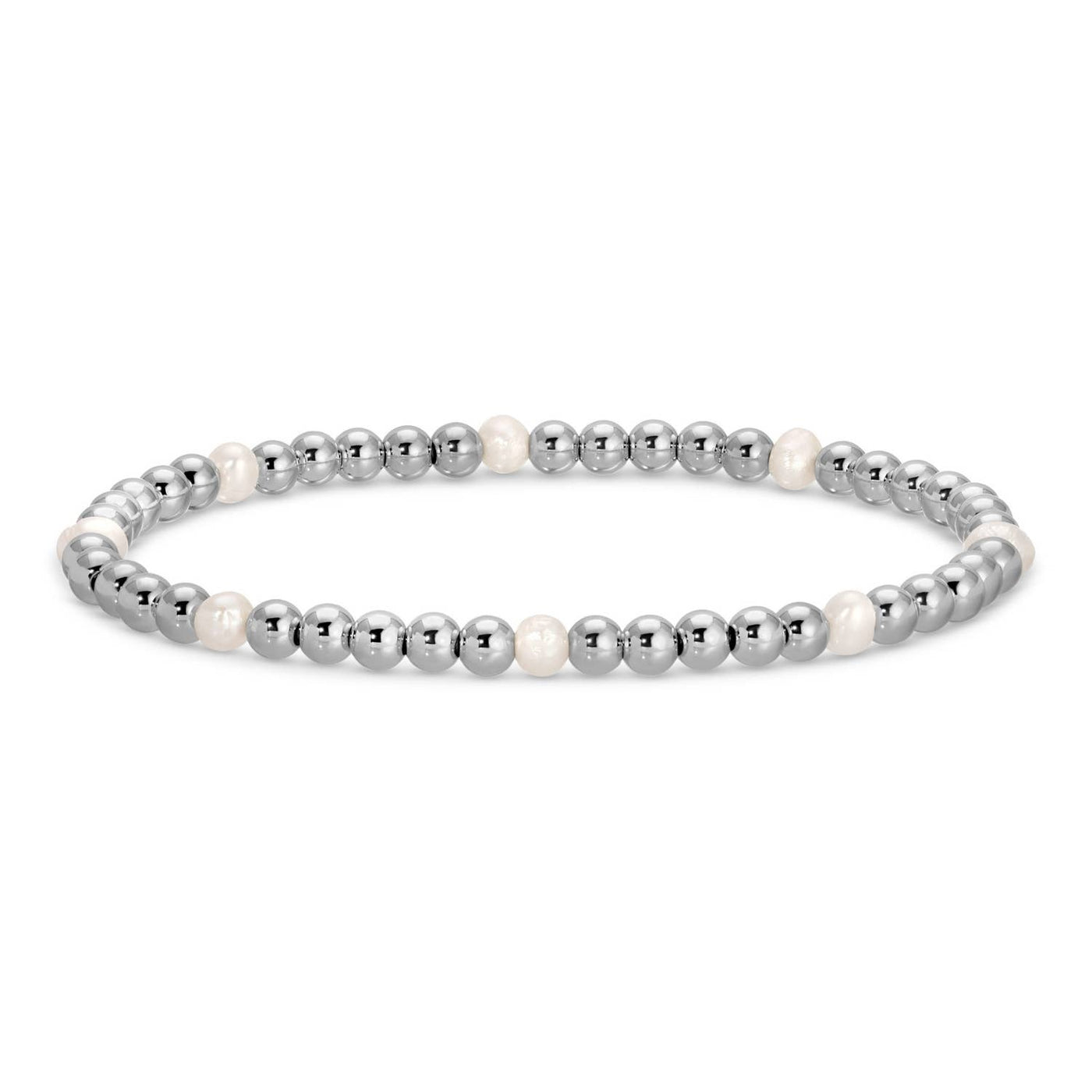Silver Bead & Pearl Stretch Bracelets