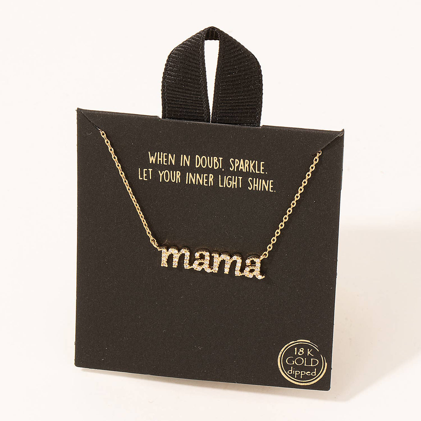 Gold Pave Mama Pendant Necklace