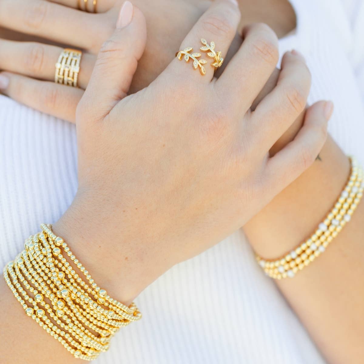 Gold Bead Stretch Bracelets