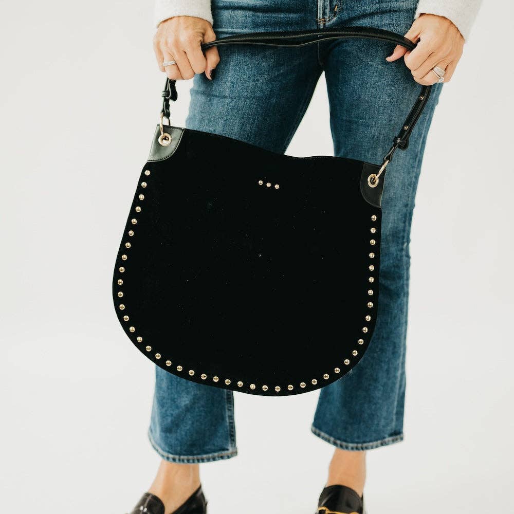 Rosalie Rivet Suede Hobo Bag : Chocolate