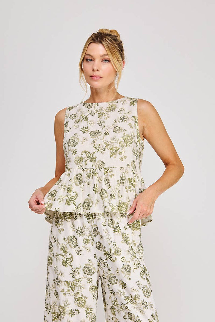 Olive Soft Linen Sleeveless Top