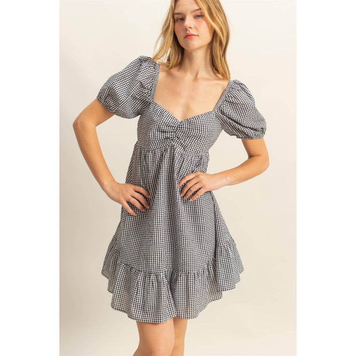 Black Gingham Seersucker Dress