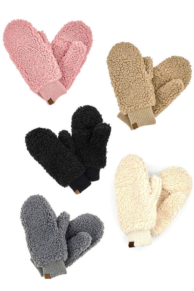 Gray CC Sherpa Mitten Gloves