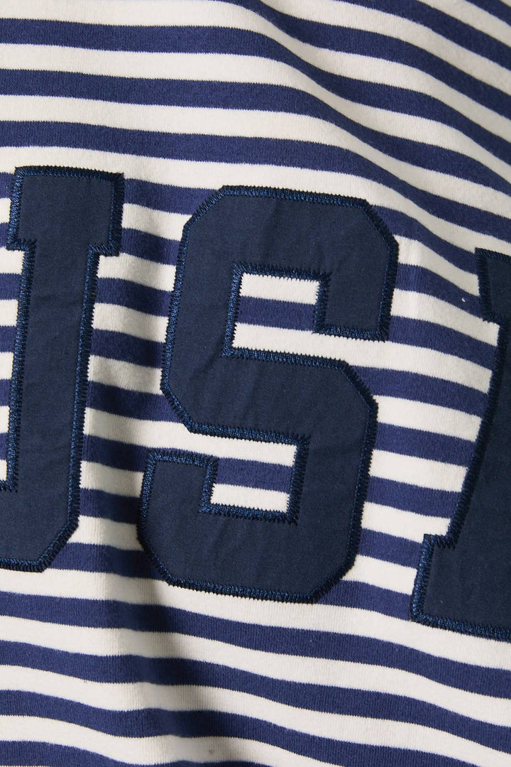 Navy Striped USA Mock Neck Sweatshirt