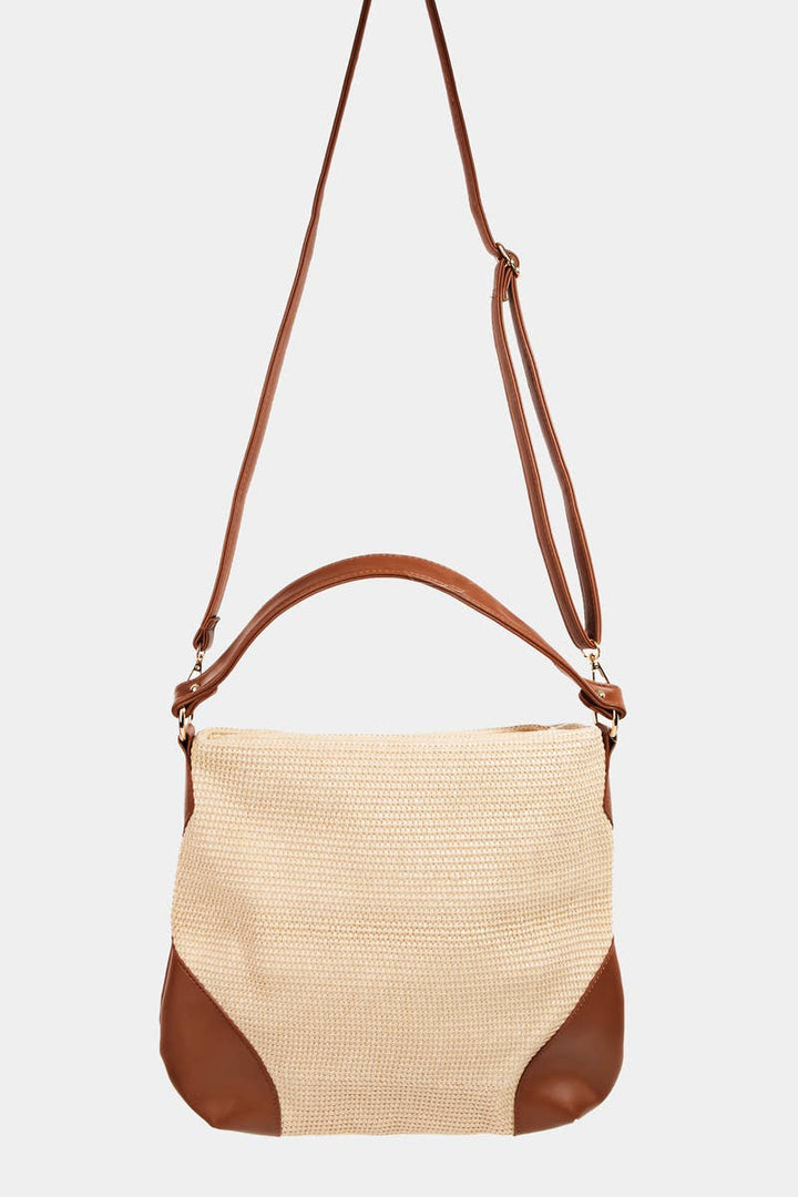 Brown Braided Square Shoulder Bag
