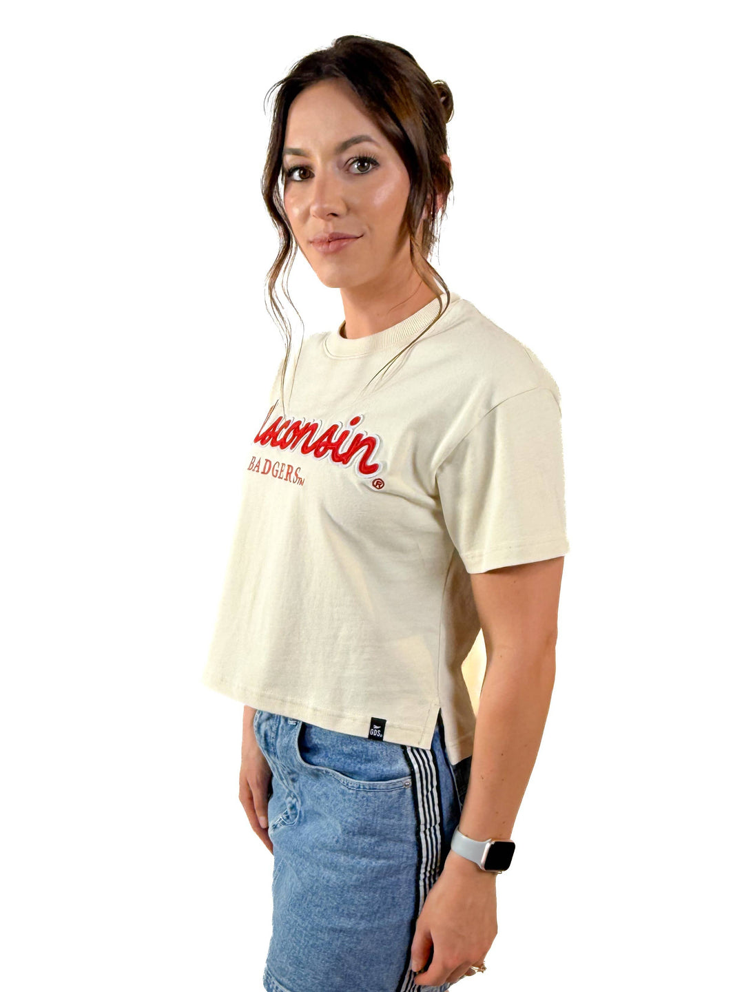 Oatmeal Wisconsin Heavyweight Crop Tee