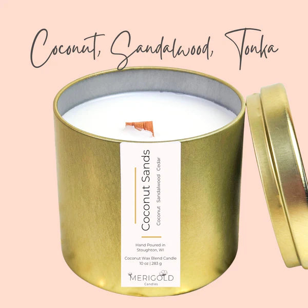 Coconut Sands Gold Tin Candle 10oz