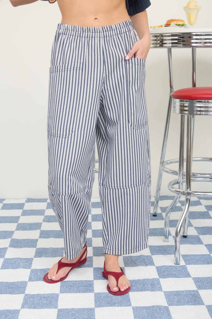 Navy Stripe Wide Leg Pants