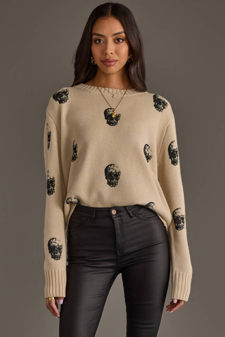 Tan Skull Sweater