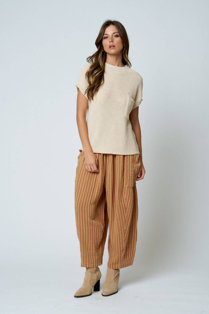Oatmeal Short Sleeve Sweater