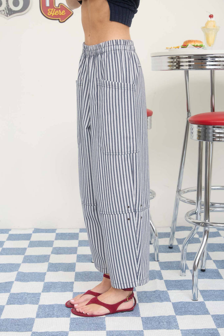 Navy Stripe Wide Leg Pants