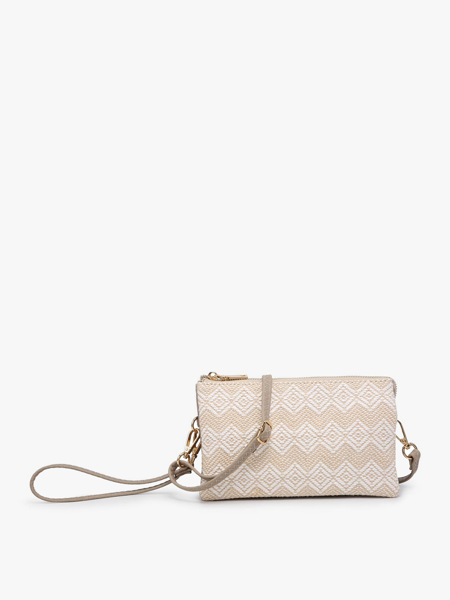 Riley Diamond Beige Woven Crossbody/Wristlet