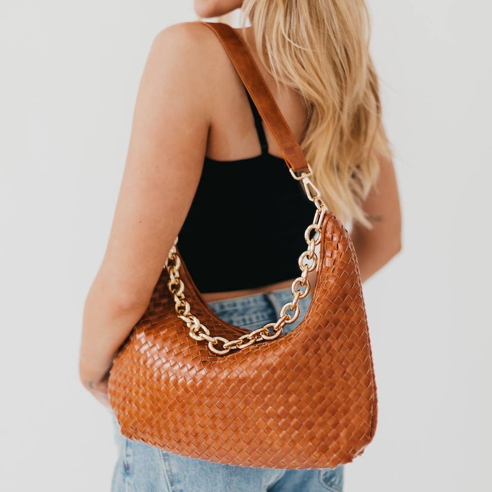 Brown Sienna Slouchy Woven Shoulder Bag