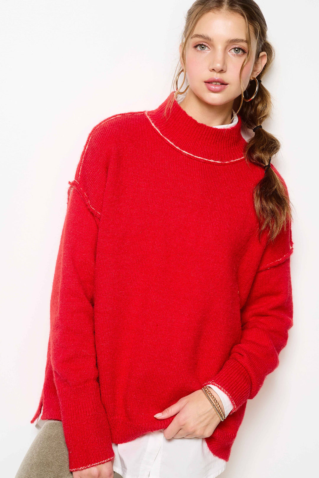 Candy Cane Mock Neck Sweater