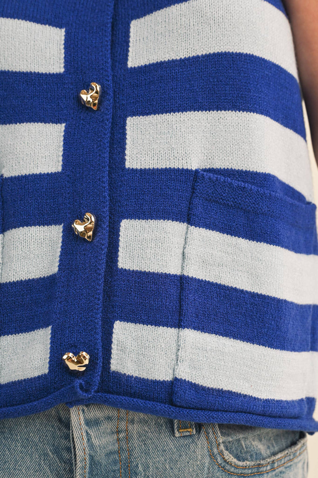 Navy Striped Knit Sweater Vest